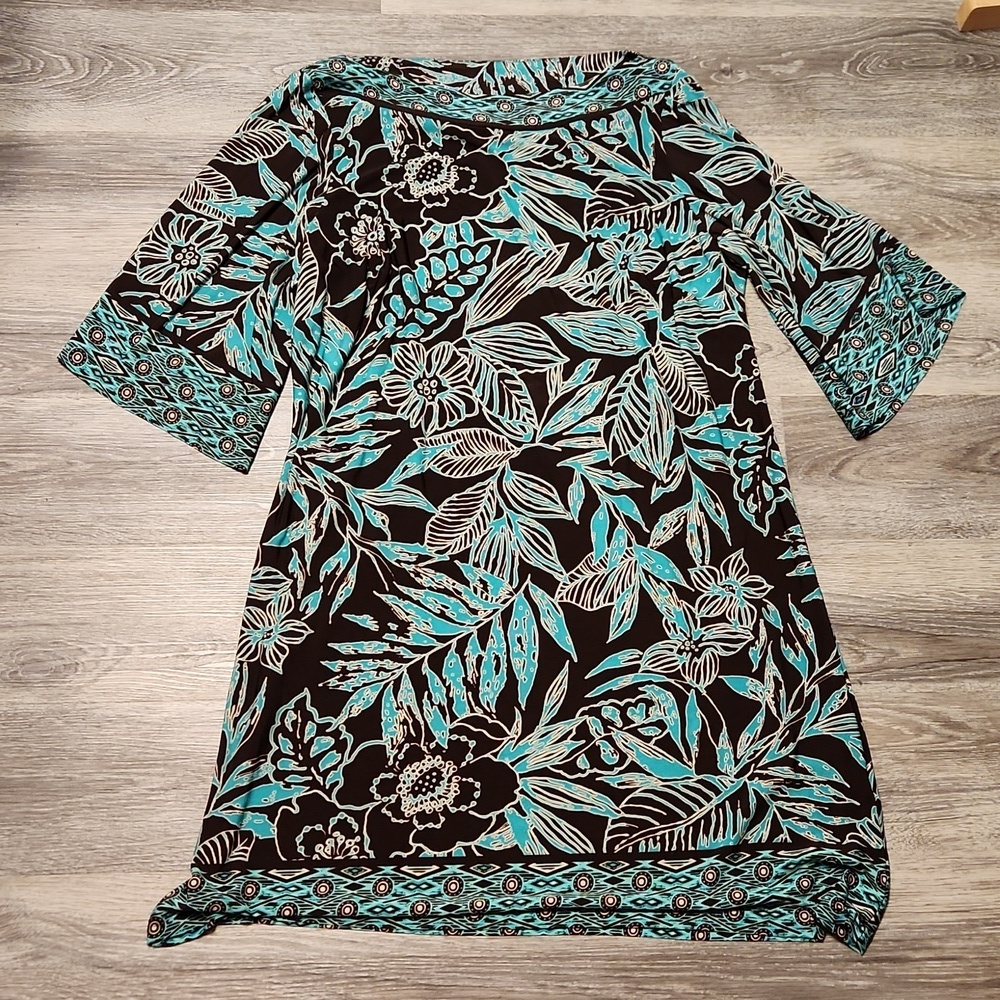Dressbarn plus leaf print shift dress sz 16W